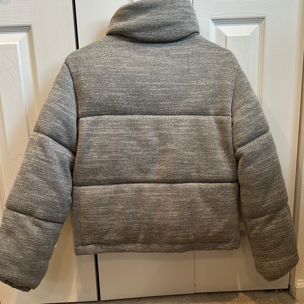 Gap Gray Sweater Puffer Jacket - image 4